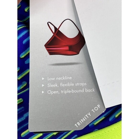 NWT TYR Durafast One Vitality Trinity Bikini Top Gym Workout Blue/Lime XS 0-2 - Picture 6 of 9